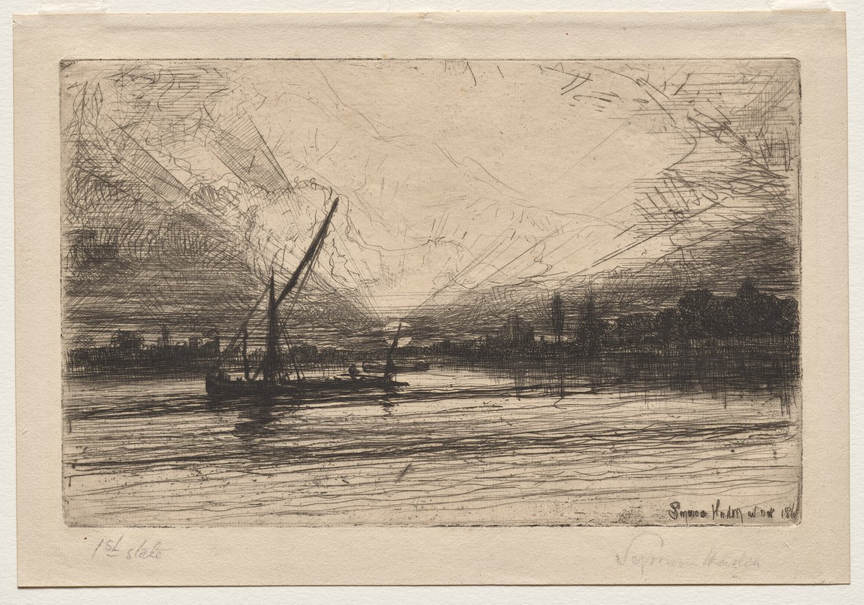 Solnedgang på Themsen av Francis Seymour Haden