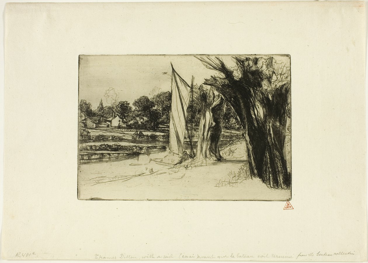 Thames Ditton-med et seil av Francis Seymour Haden