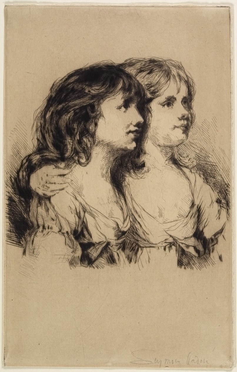 Tvillingene-Sarah og Anne Haden (nr. 2), 1885 av Francis Seymour Haden