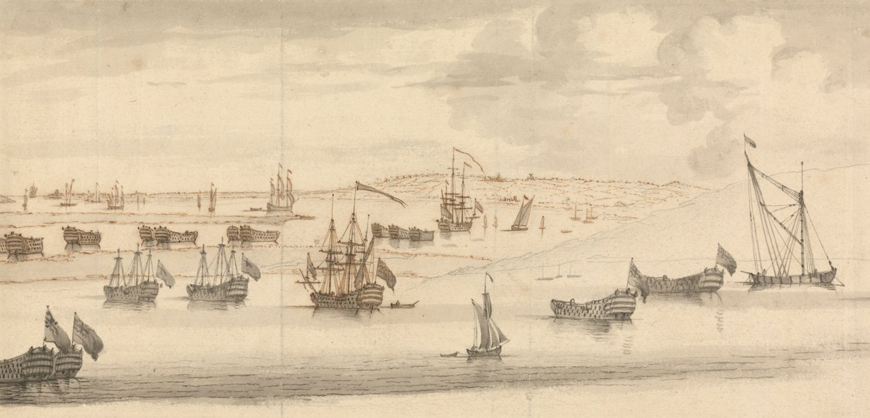 Hulker i Medway av Francis Swaine