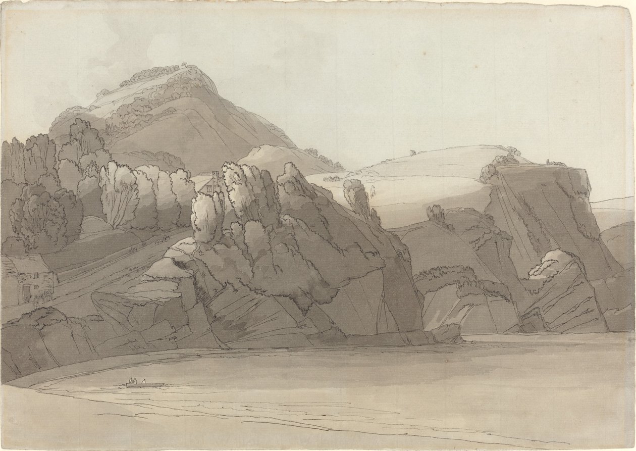 En steinete kyst ved Coombmartin, Devon (Combe Martin Bay) av Francis Towne