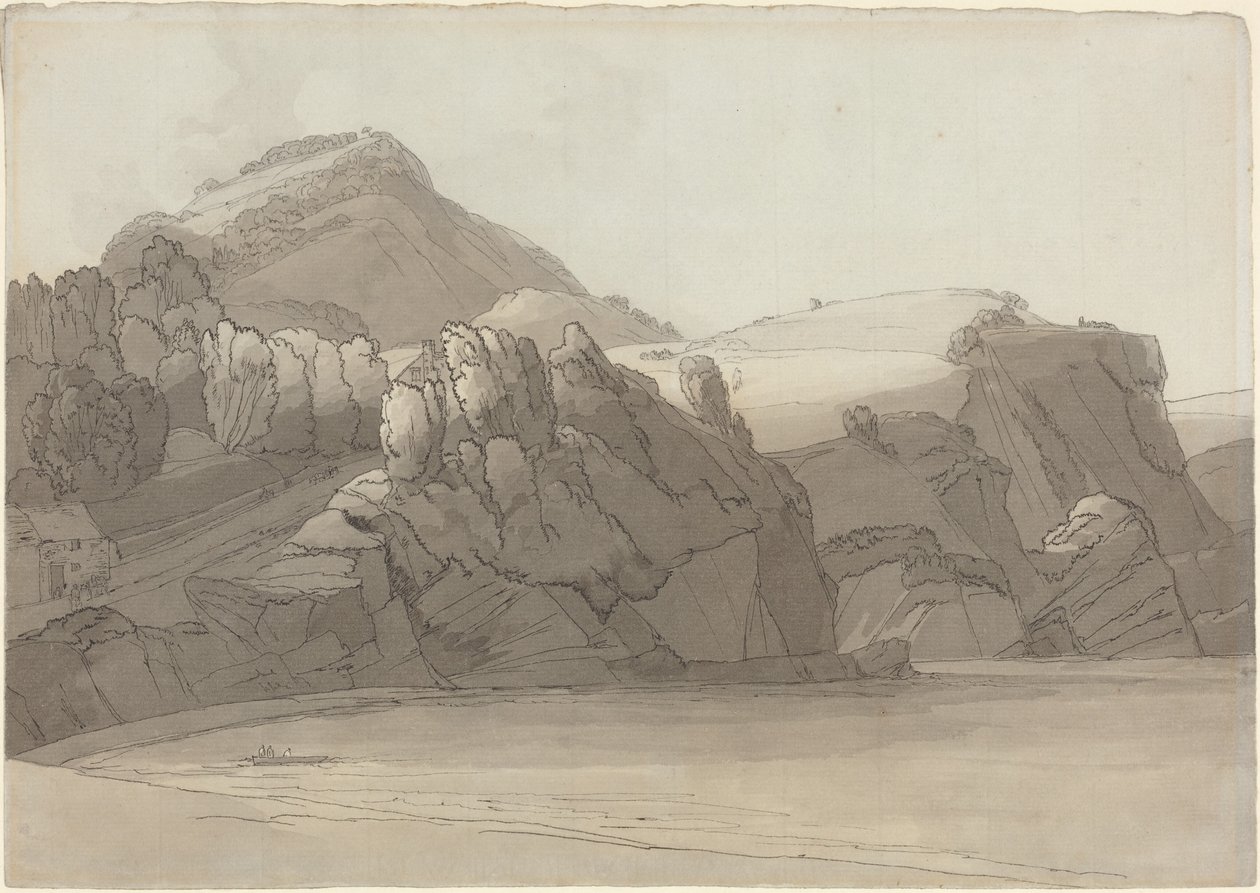 En steinete kyst ved Coombmartin, Devon (Combe Martin Bay) av Francis Towne