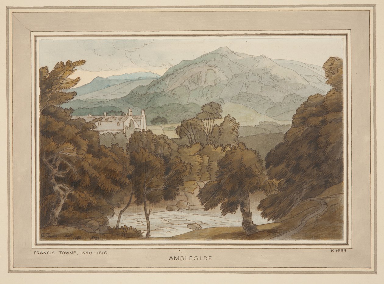 Ambleside, en utsikt nær Clappers Gate, Ambleside av Francis Towne