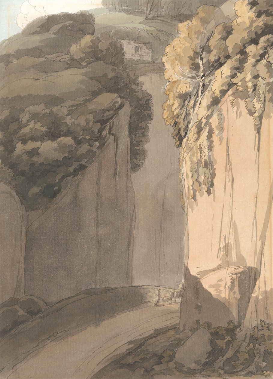 Inngang til grotten ved Posilippo, Napoli av Francis Towne