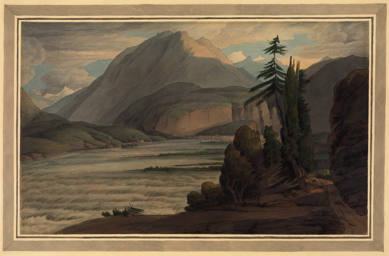 In the Valley of the Grisons, 1781 (penn og blekk, vask på papir) av Francis Towne