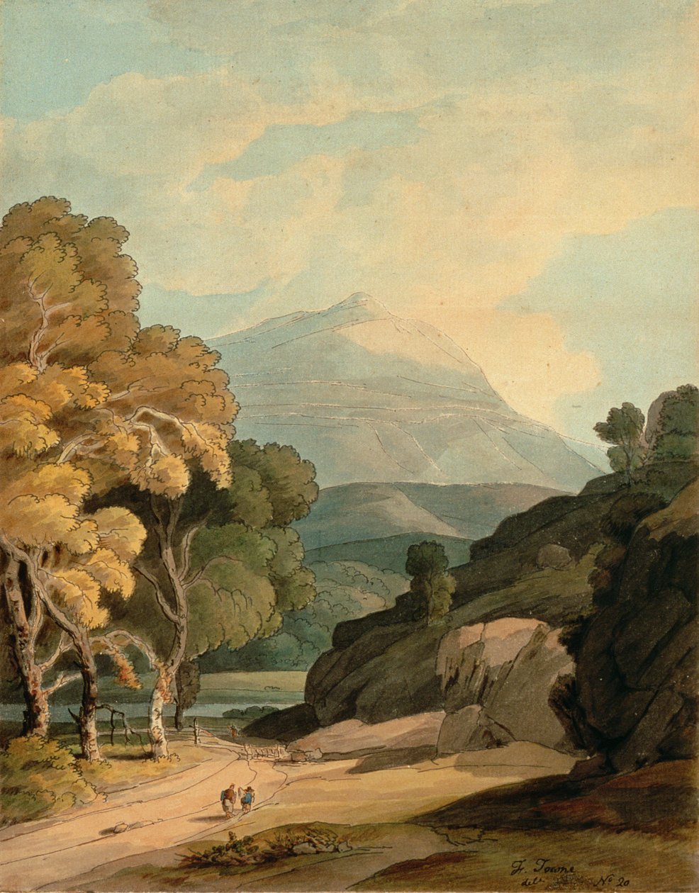 Nær Maentwrog, Nord-Wales (akvarell på papir) av Francis Towne