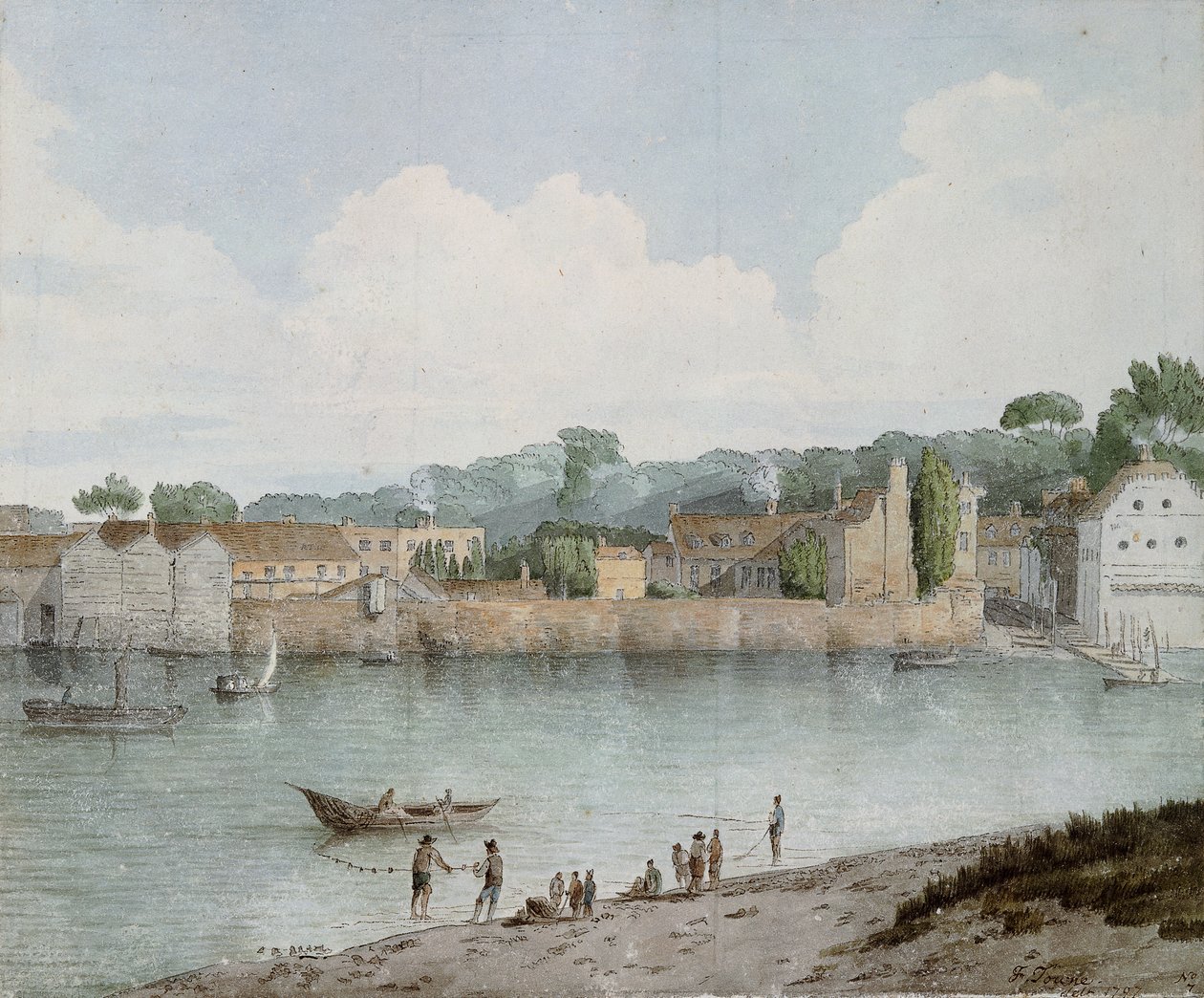 Vauxhall Stairs, fra Millbank, 1797 av Francis Towne
