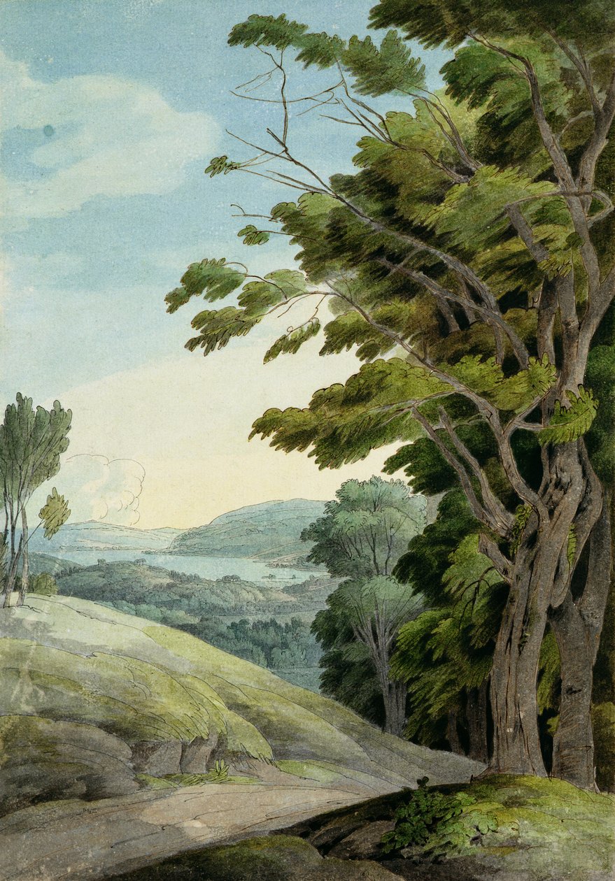 Utsikt fra Rydal Park (penn & blekk og akvarell på papir) av Francis Towne