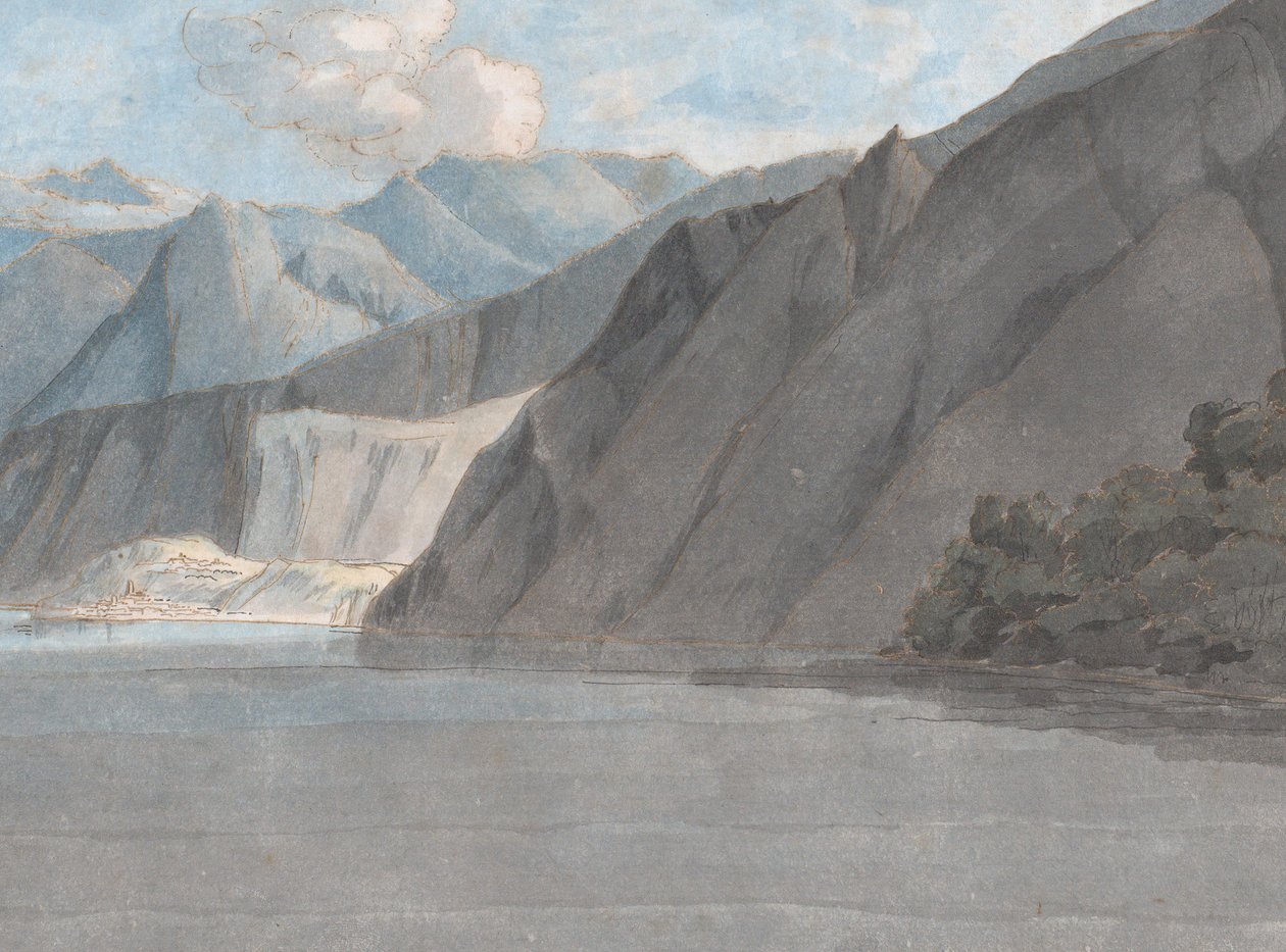 Utsikt over Comosjøen med Monte Leoni, 27. august 1781. av Francis Towne