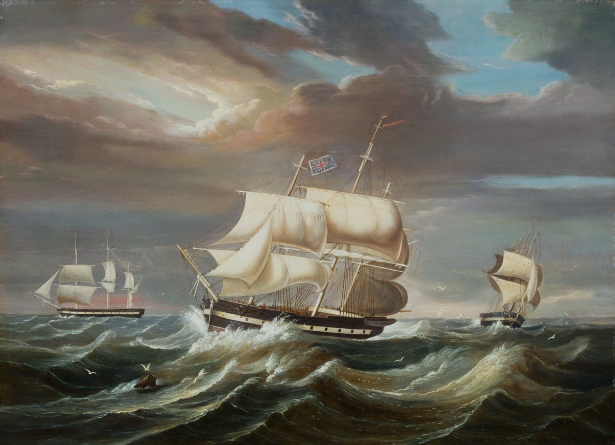 Blackwall fregatter i en stiv bris (olje) av Francis Tudgay