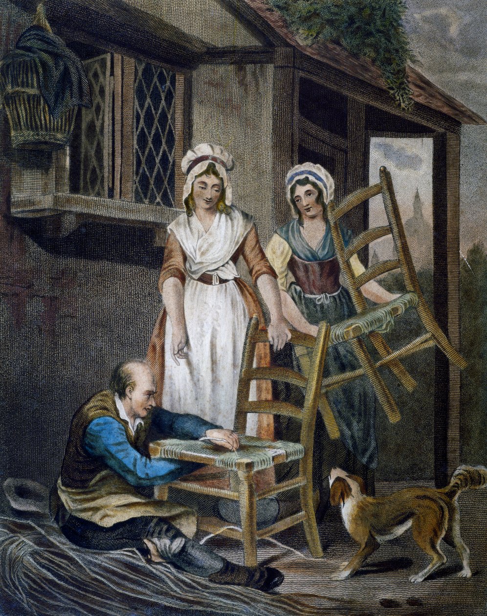 Lage kurvstolseter, gravering av Francis Wheatley (1747-1801) fra Cries i London, Storbritannia av Francis Wheatley