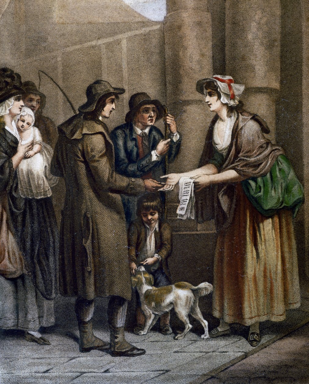Selger av partiturer til nye sanger, gravering av Francis Wheatley (1747-1801) fra Cries i London, Storbritannia av Francis Wheatley