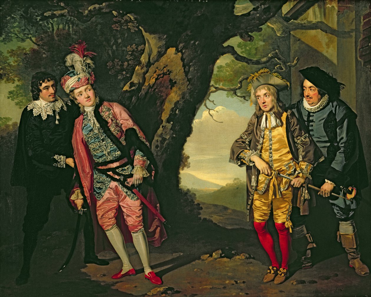 Duellen, fra 3. akt, scene 4 av "Twelfth Night" av Francis Wheatley
