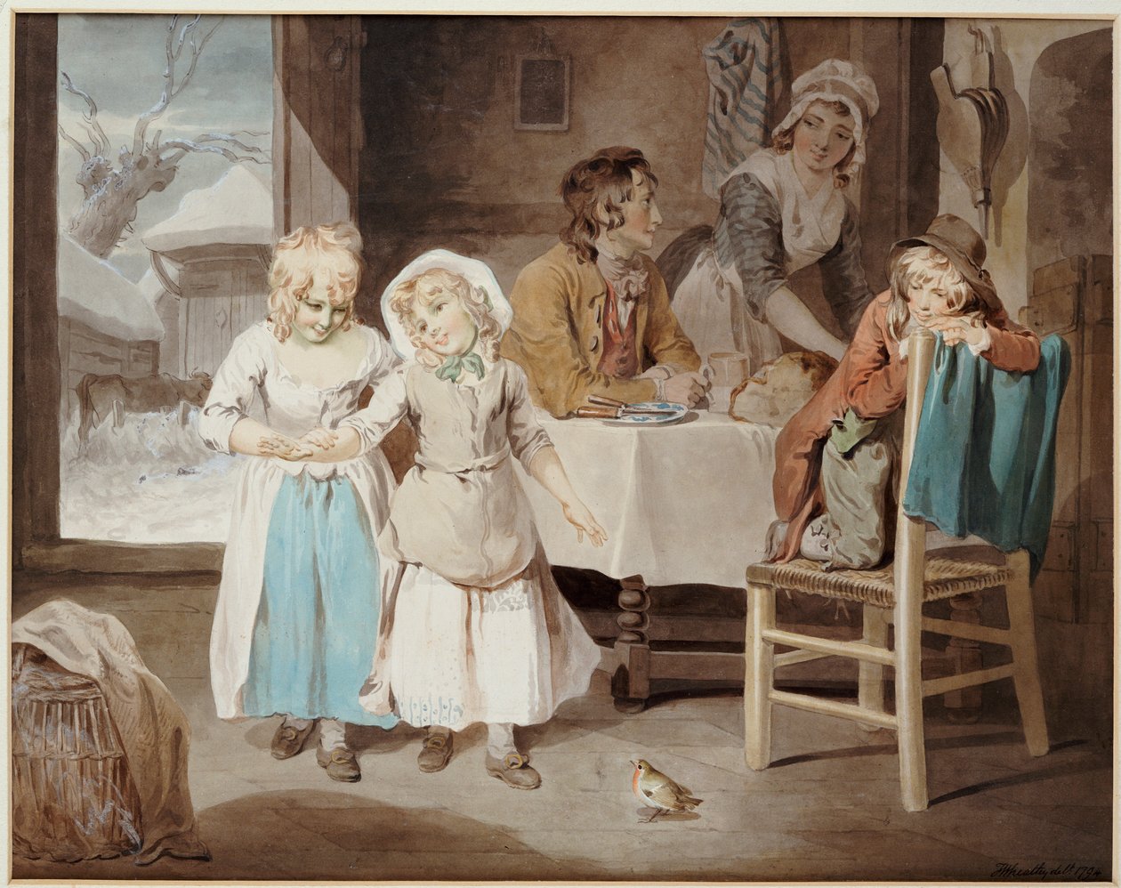 The Pet Robin, 1794 av Francis Wheatley