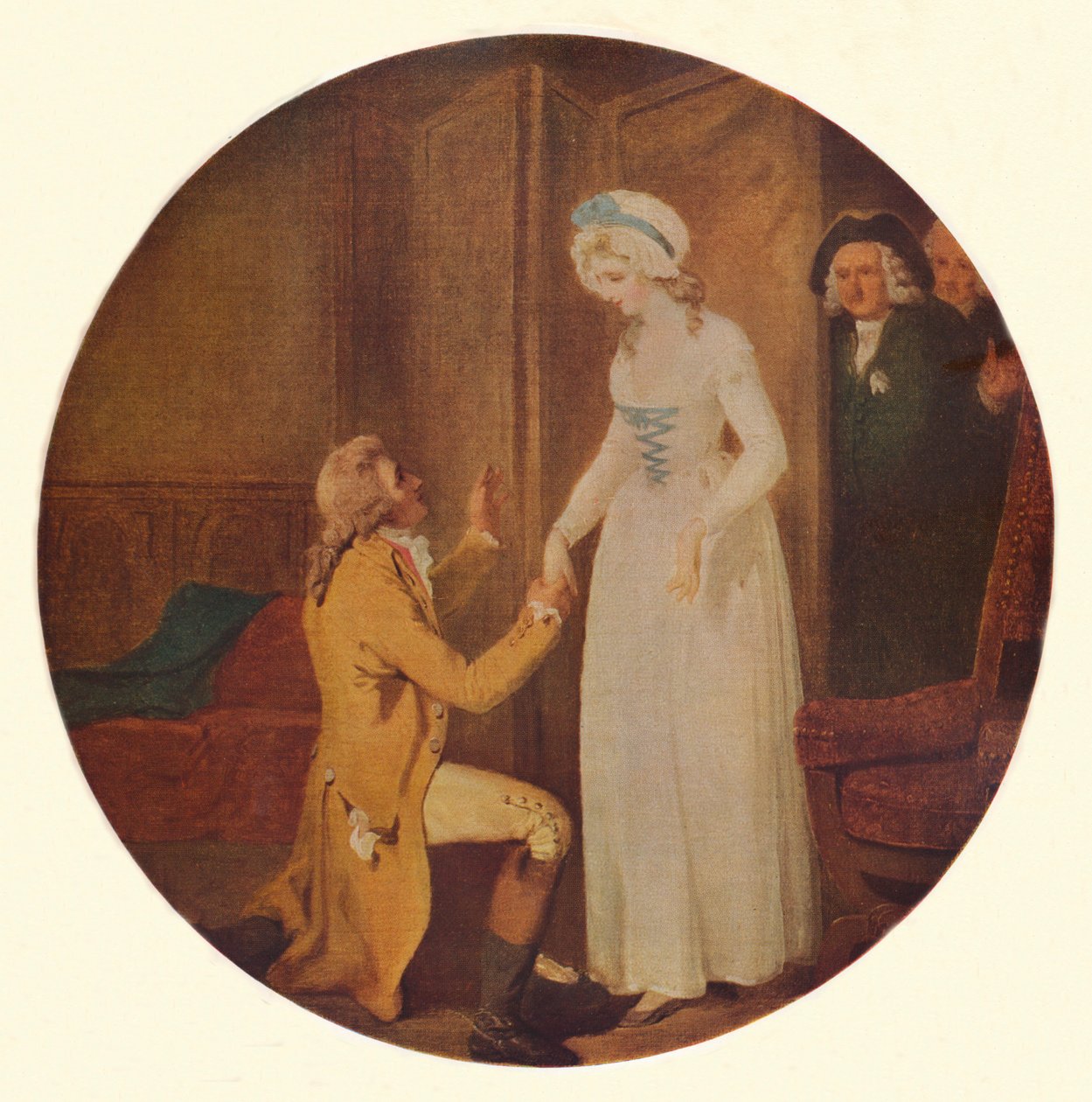 Young Marlow and Miss Hardcastle: A Scene from She Stoops to Conquer av Oliver Goldsmith Act V, Sc av Francis Wheatley