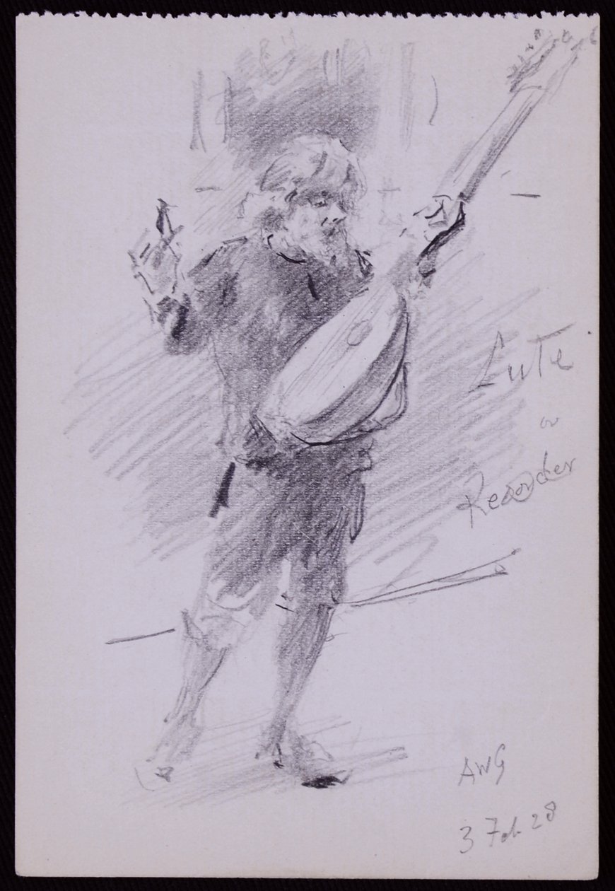 Portrett av Arnold Dolmetsch av Francis Wilfred Lawson