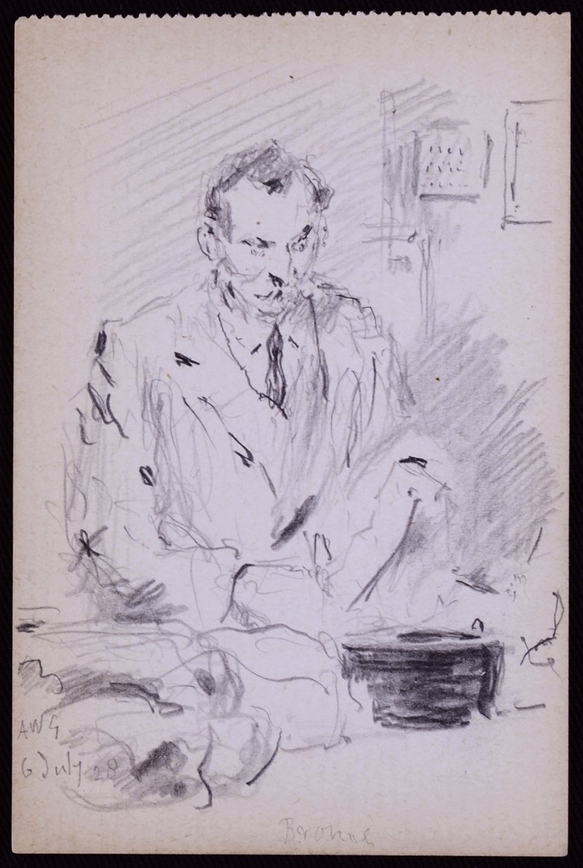 Portrett av Gilbert? Bayes, c. 1928 (blyant på papir) av Francis Wilfred Lawson