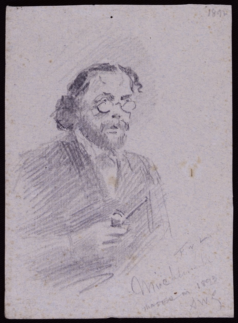 Portrett av JT Micklethwaite, ca. 1893 (blyant på papir) av Francis Wilfred Lawson