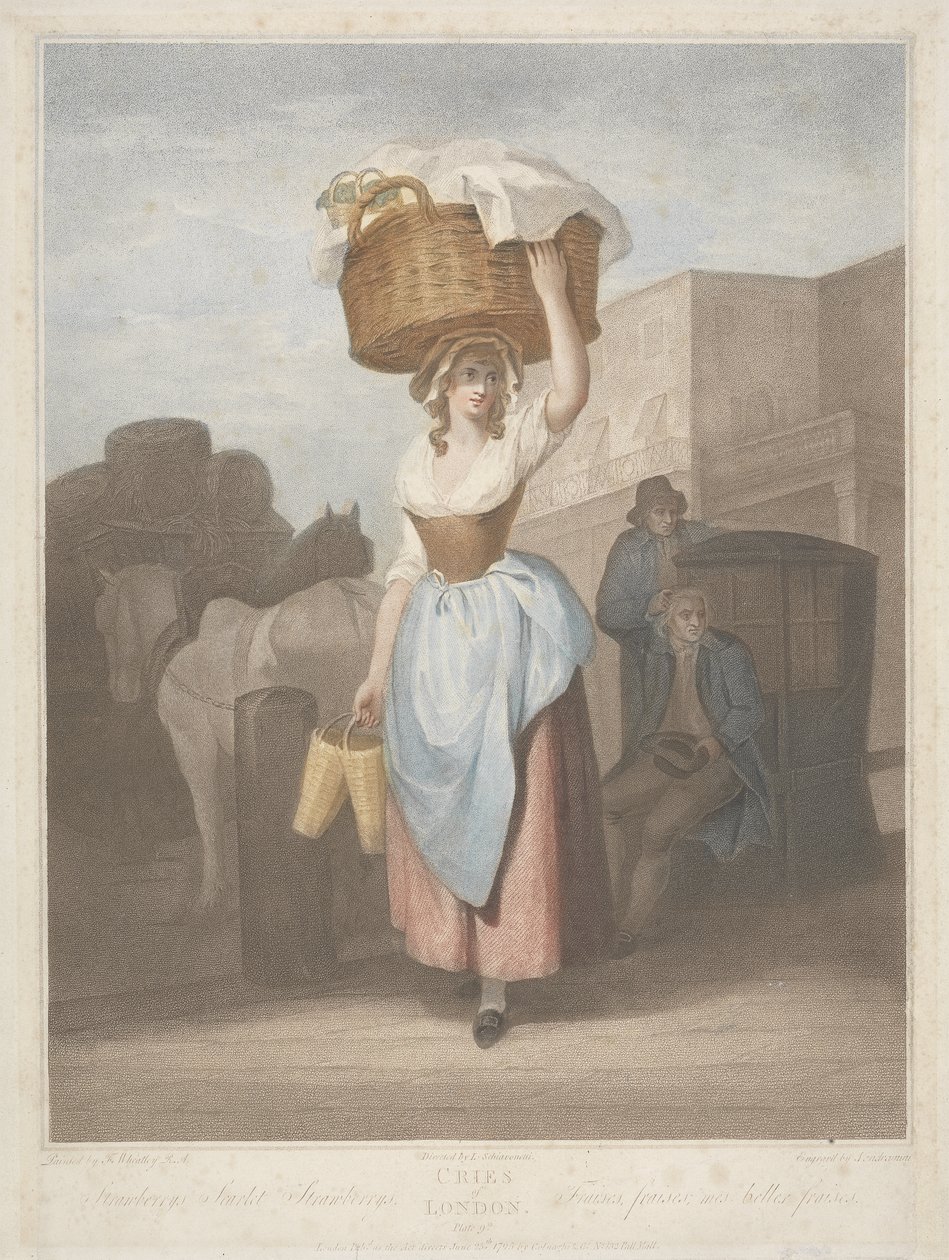 Jordbær, søte jordbær, gravert av Giovanni Vendramini (1769-1839) 1795 av Francis after Wheatley