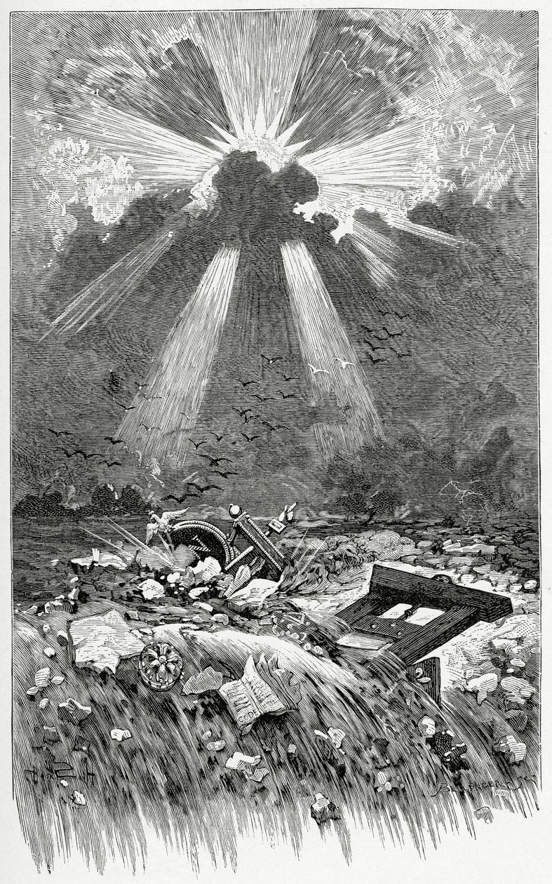 La Débacle - illustrasjon fra Napoléon le Petit, 1800-tallet (bw gravering) av Francis and Scott, Henry Fowke