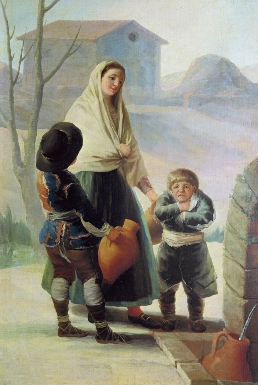 En kvinne og to barn ved en fontene, 1786-7 av Francisco de Goya
