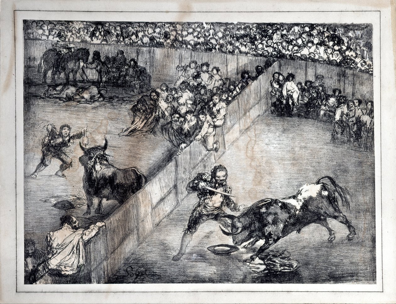 Bullfing i en delt ring av Francisco de Goya