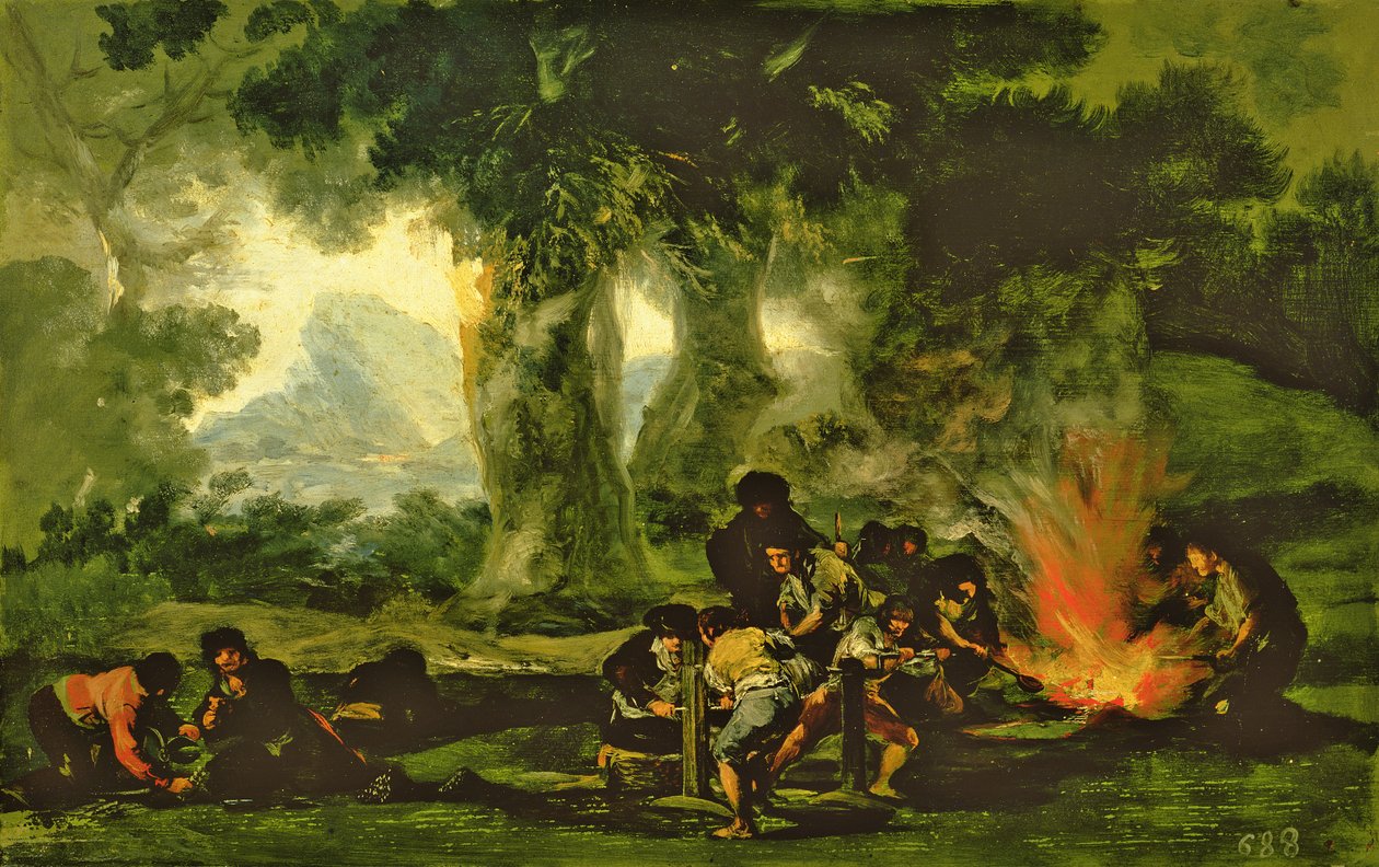 Clandestine Bullet Production, 1812-13 av Francisco de Goya