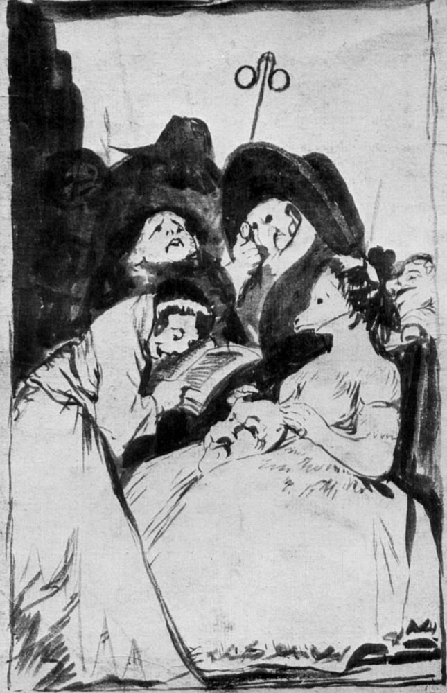 Caprice forberedende tegning 1 av Francisco de Goya