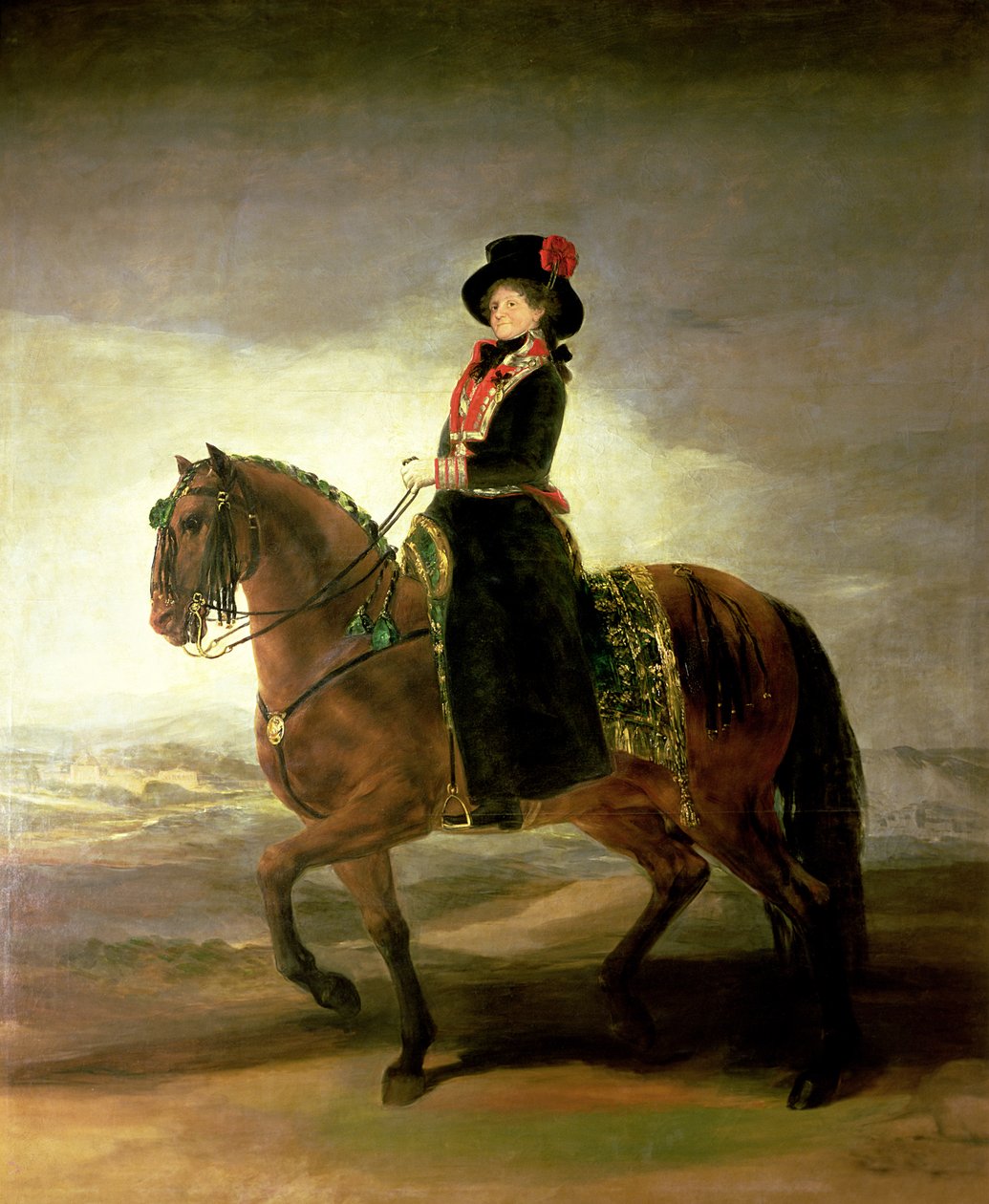 Ridesportrett av dronning Maria Luisa, kone til kong Charles IV av Spania, 1799 av Francisco de Goya