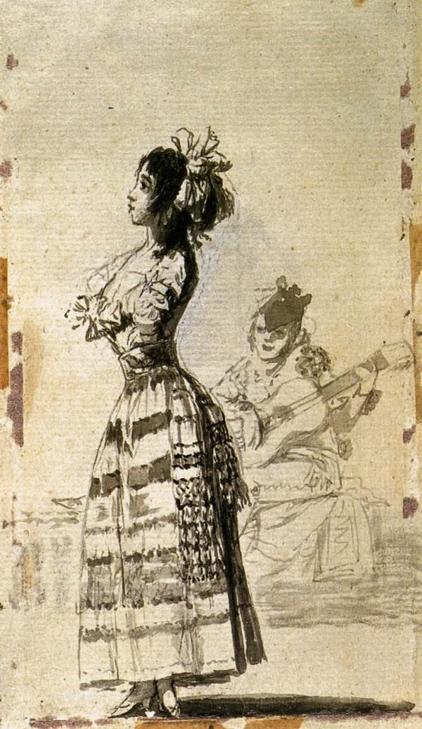 Jente som hører på en gitar av Francisco de Goya