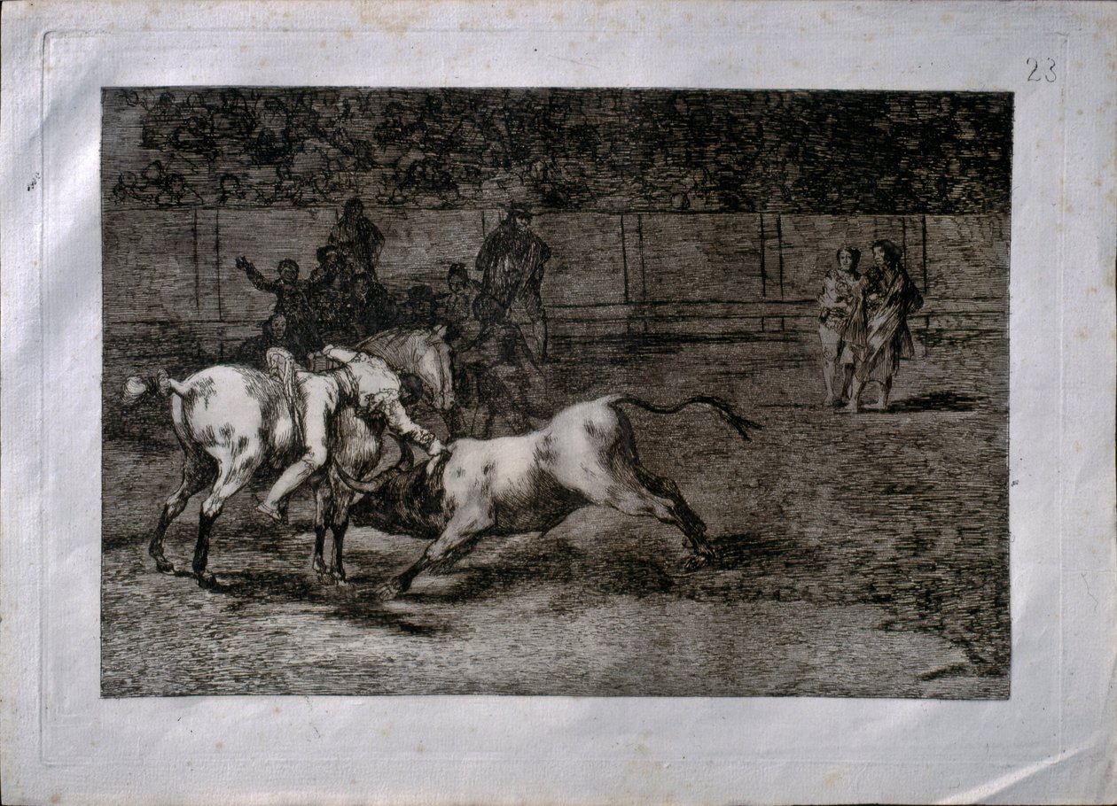 Mariano Ceballos, kalt el Indio, dreper oksen fra hesteryggen av Francisco de Goya