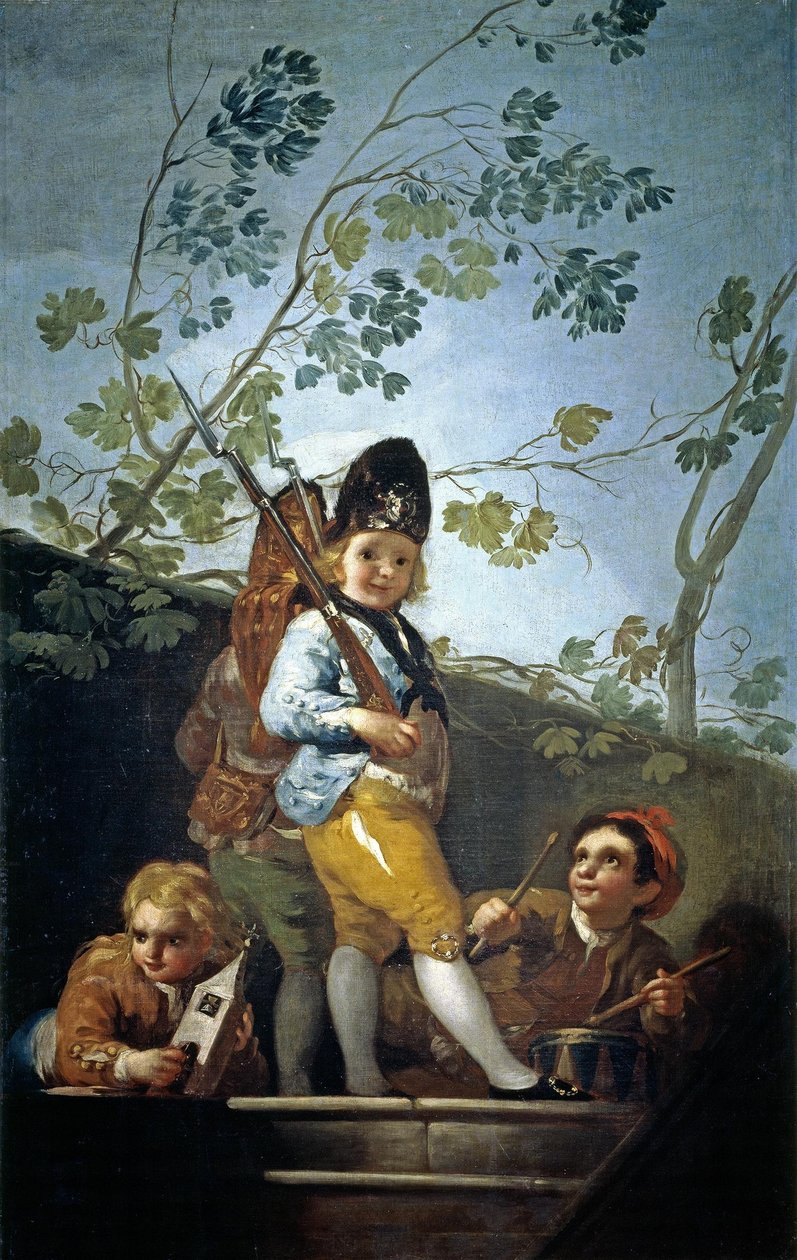 Gutter som leker soldater av Francisco de Goya