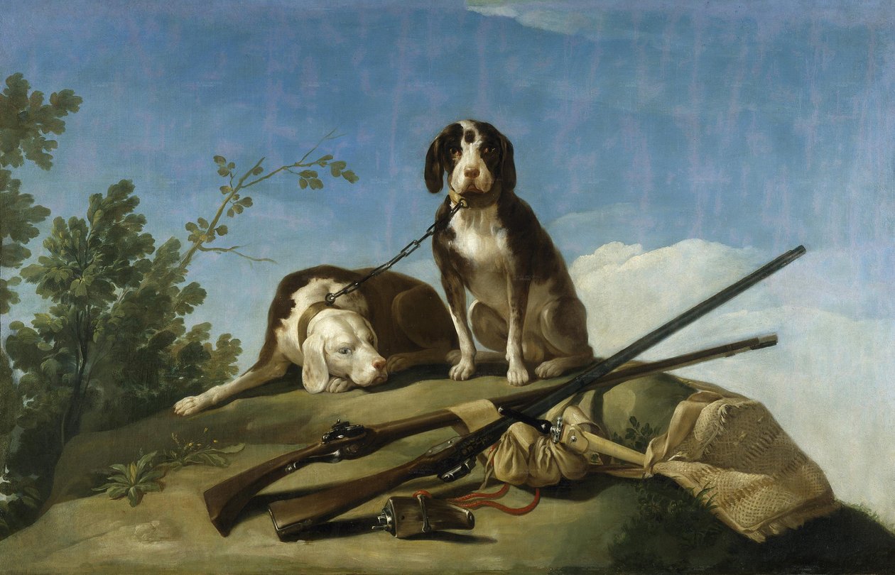 Hunder og jaktverktøy av Francisco de Goya