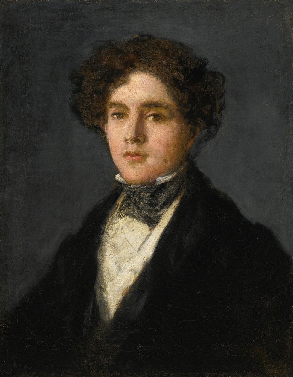 Portrett av kunstnerens barnebarn Mariano Goya iført svart kåpe og svart lager av Francisco de Goya