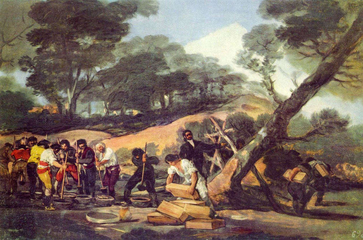 Pulverproduksjon i Sierra de Tardienta av Francisco de Goya