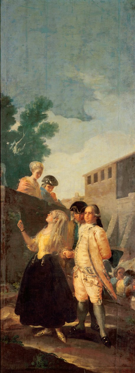 Soldaten og den unge dame, 1778-79 av Francisco de Goya