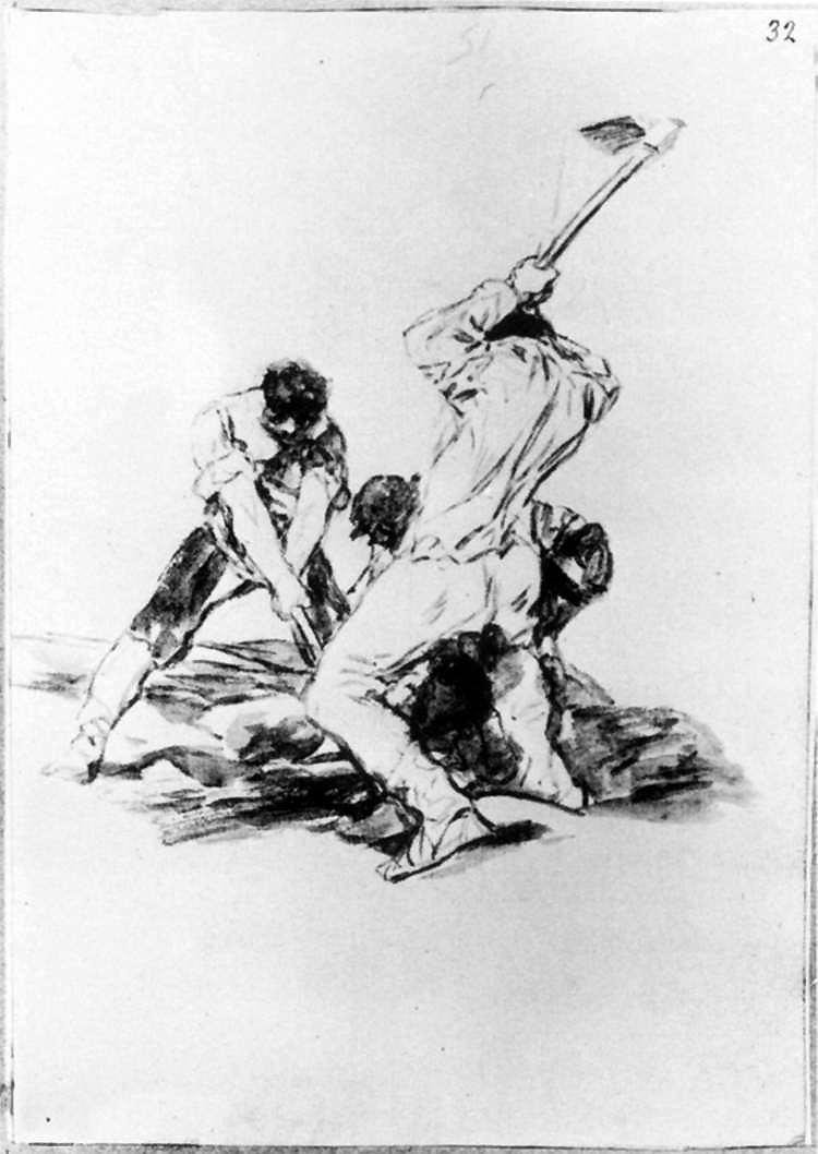 Tre menn graver av Francisco de Goya