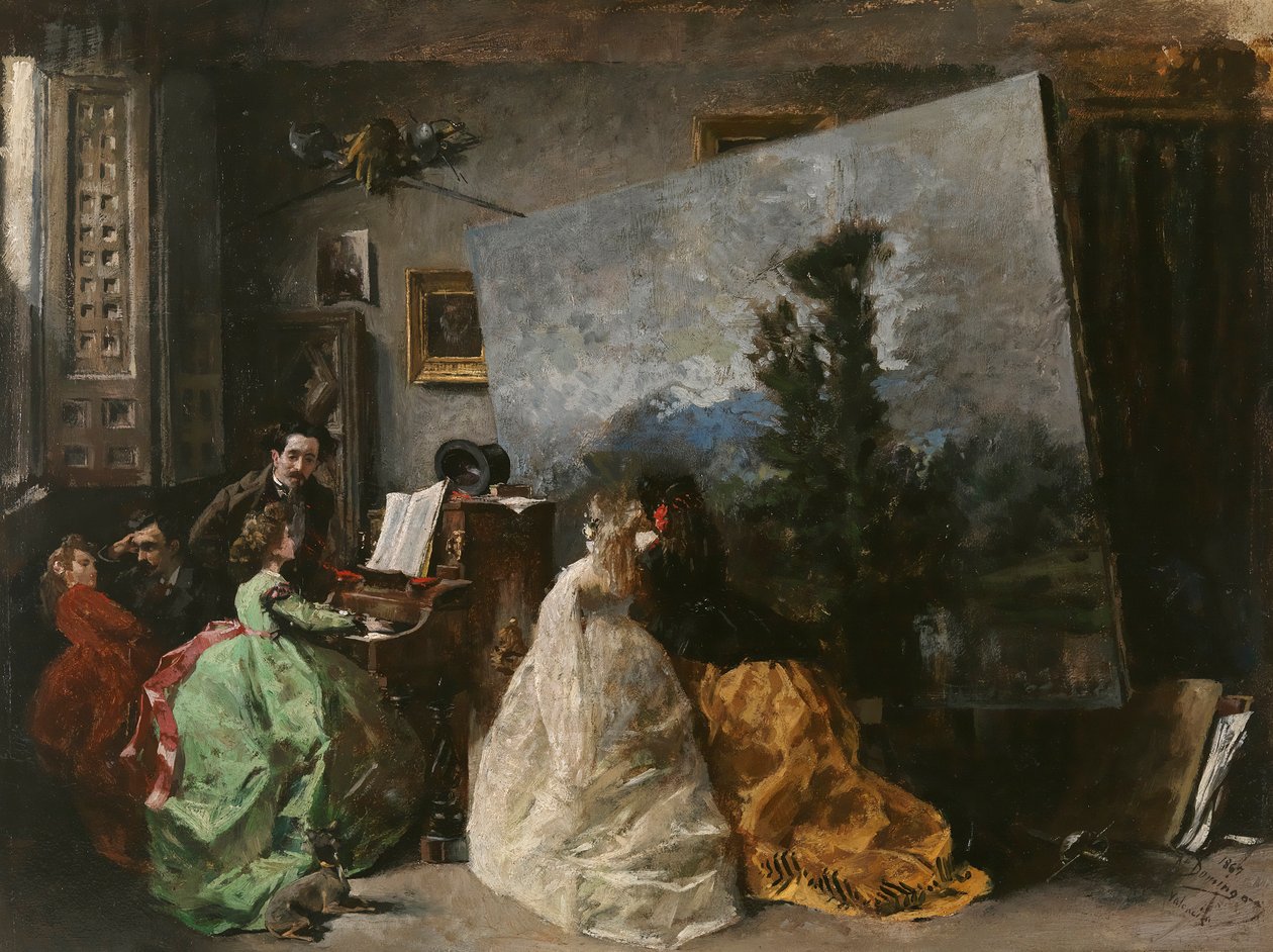 Interiør i Munoz Degrains studio i Valencia av Francisco Domingo Marqués