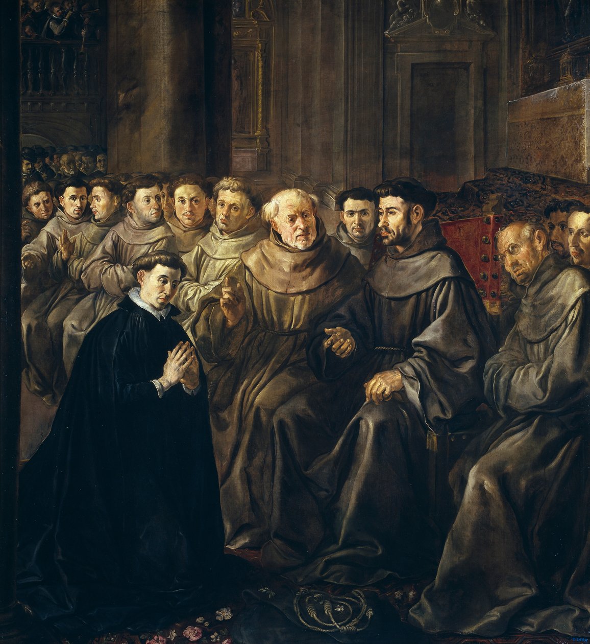 St Bonaventure går inn i fransiskanerordenen av Francisco Herrera the Elder