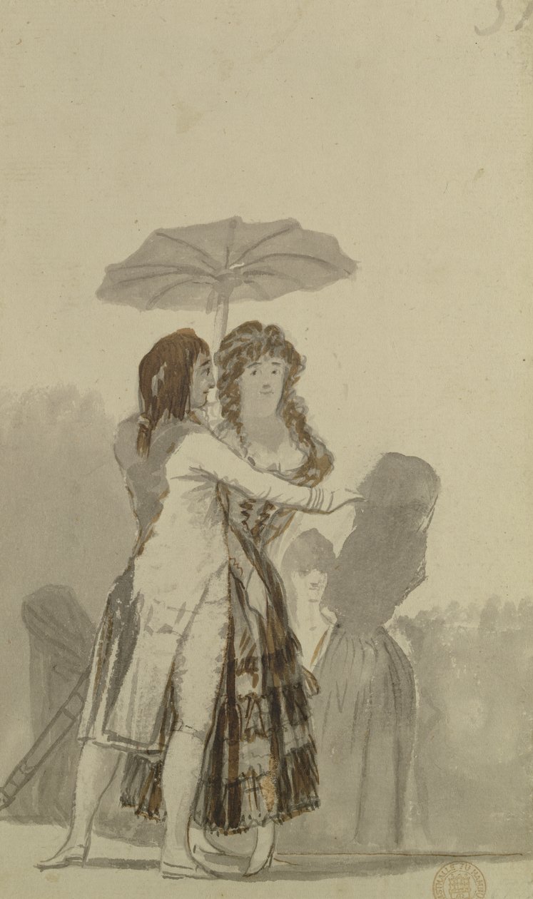 Par med en parasoll av Francisco de Goya