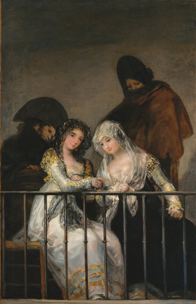 Majas på en balkong, ca.1800-10 av Francisco de Goya