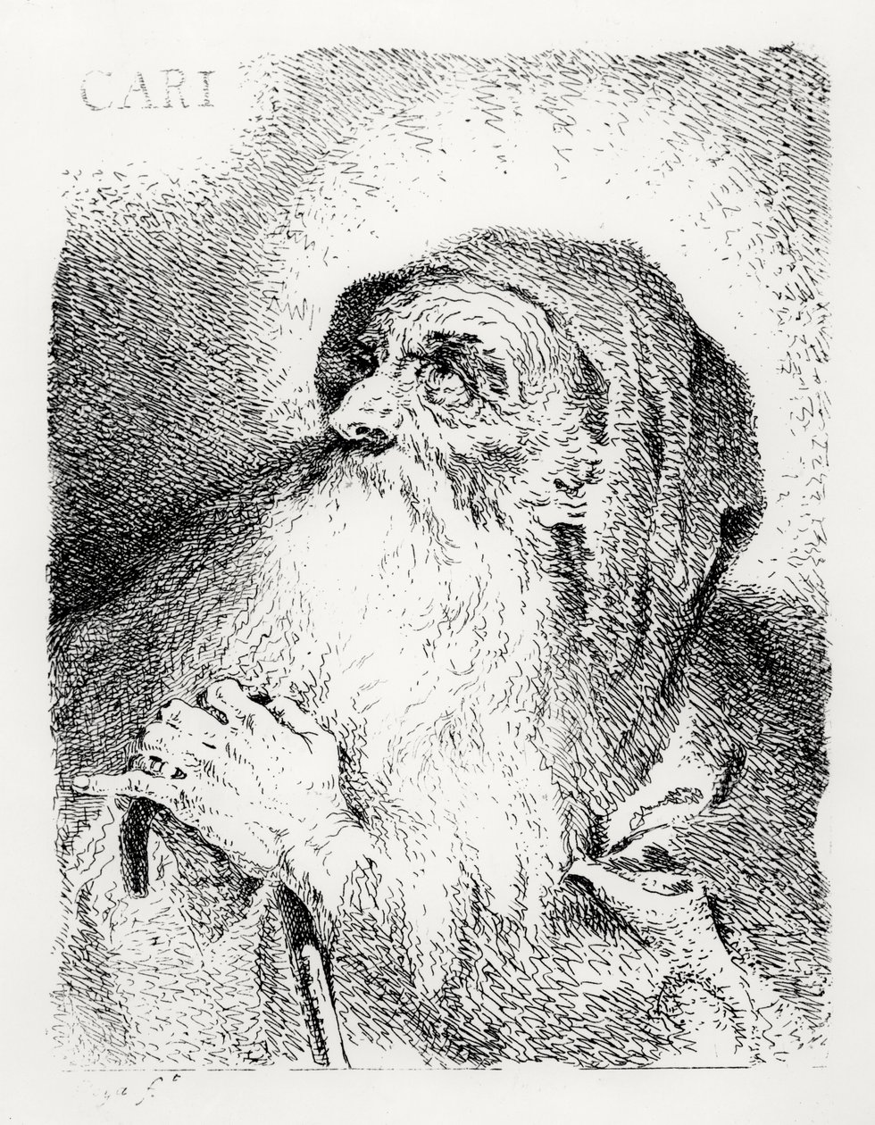 Munk i kontemplasjon av Francisco de Goya
