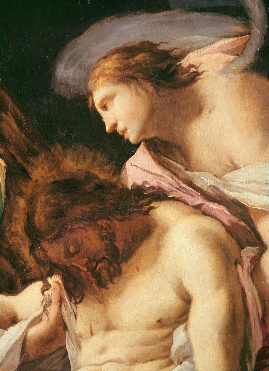 The Body of Christ Begravd detalj av Kristi hode og engelen olje på lerret av Francisco de Goya