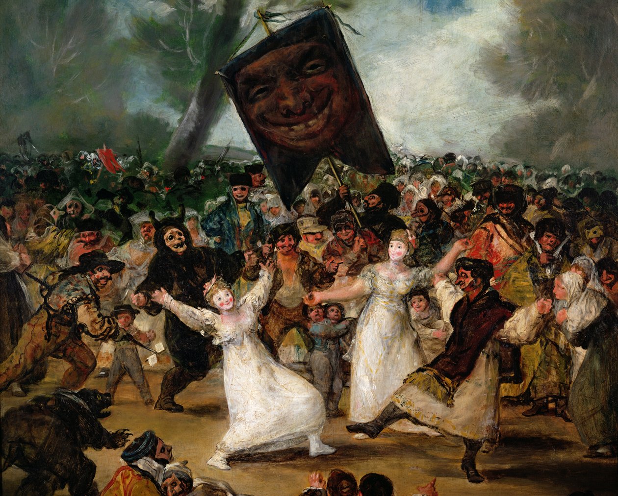 The Burial of the Sardine Corpus Christi Festival på askeonsdag ca. 1812-19 olje på lerret detalj av 530 av Francisco de Goya