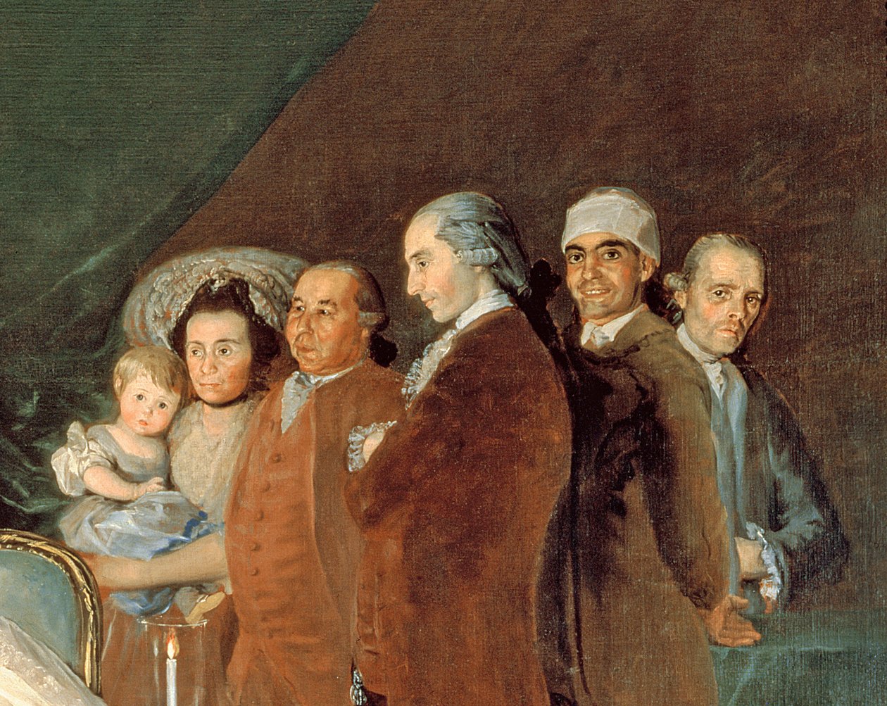 The Family of the Infante Don Luis de Borbon, 1783-84 olje på lerret detalj av 214612 av Francisco de Goya