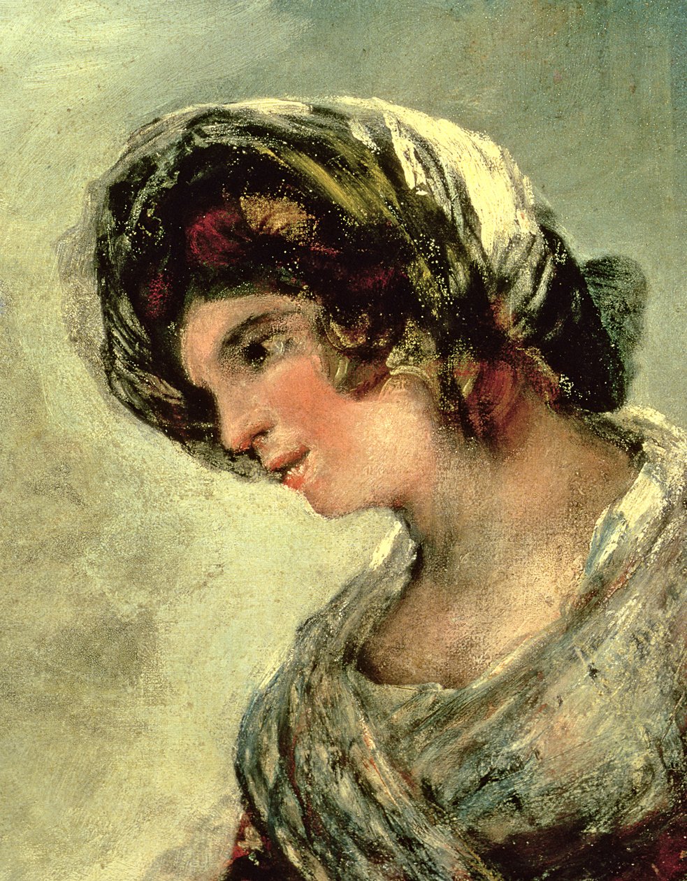 The Milkmaid of Bordeaux, ca. 1824 olje på lerret detalj fra 12861 av Francisco de Goya