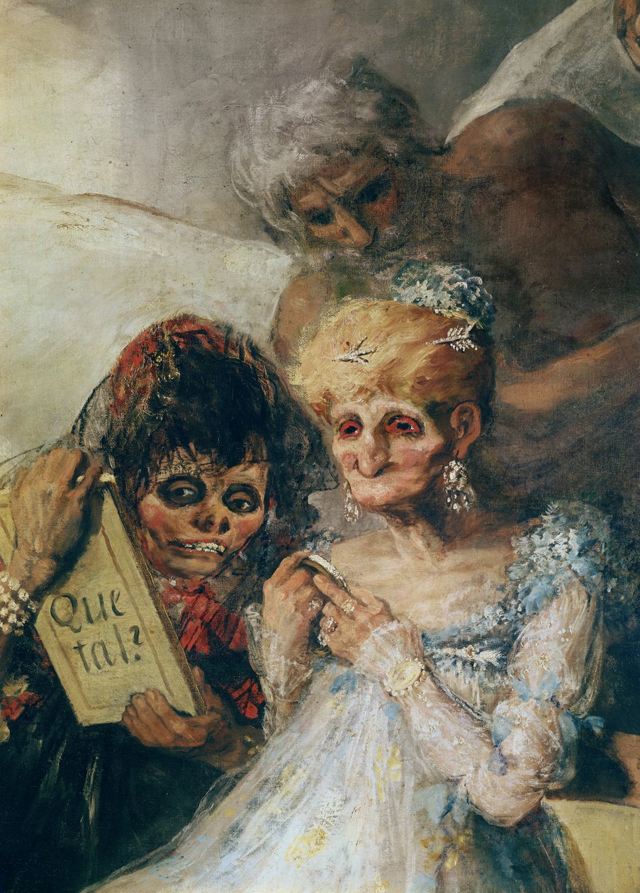 The Old Women detalj av ansiktene, 1808-1812 olje på lerret av Francisco de Goya