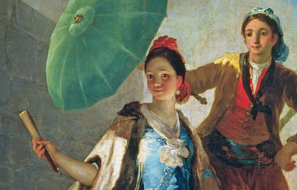 The Parasol, 1777 olje på lerret detalj av 38624 av Francisco de Goya