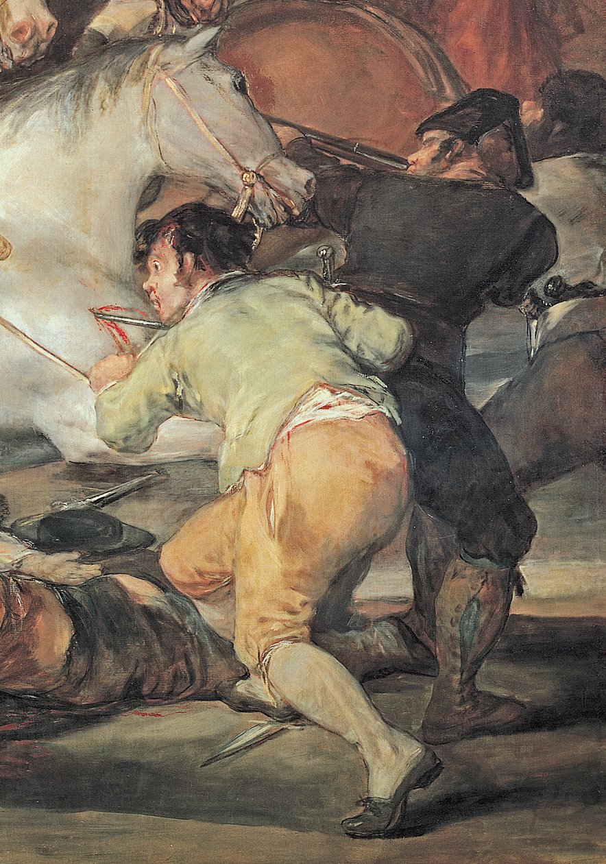 Den andre mai, 1808. The Riot against the Mameluke Mercenaries, 1814 olje på lerret detalj av 38642 av Francisco de Goya