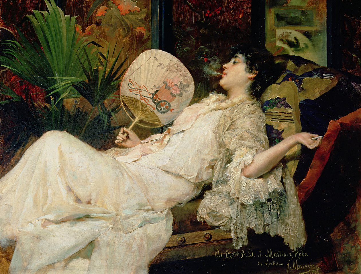 Ung kvinne som røyker, 1894 av Francisco Masriera y Manovens